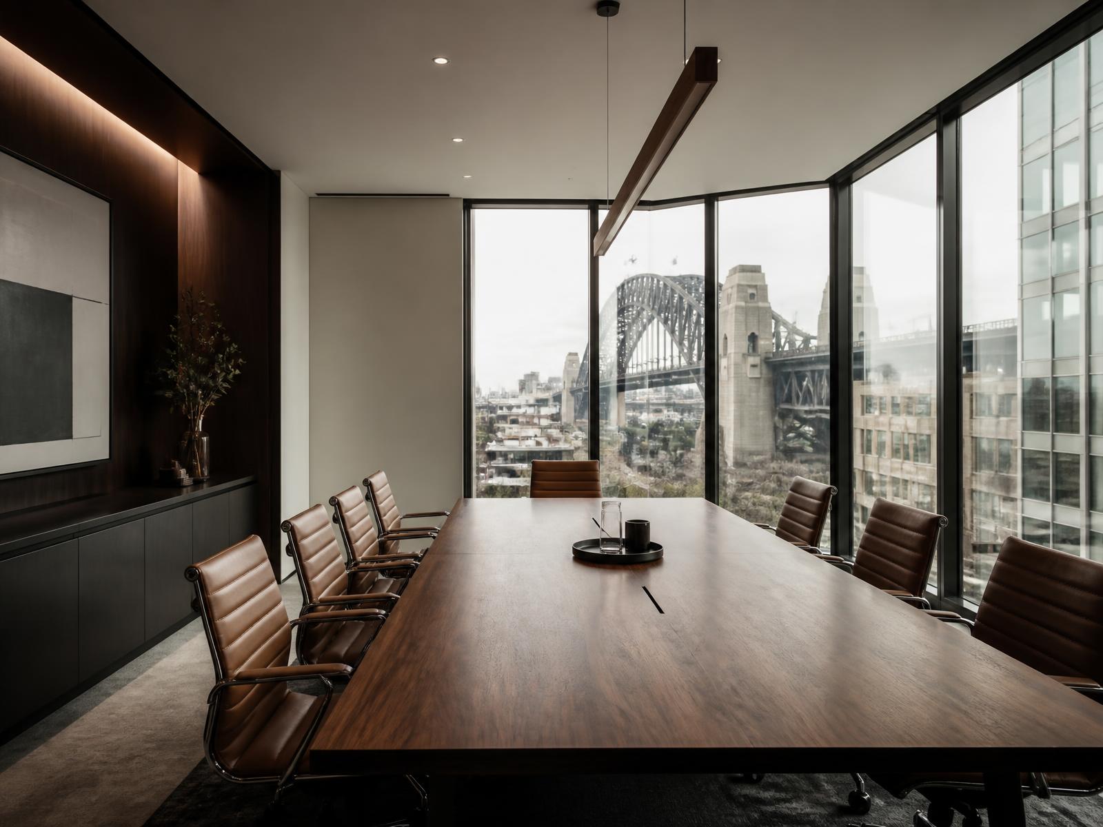 Boutique law office meeting room prepared for a client conference
